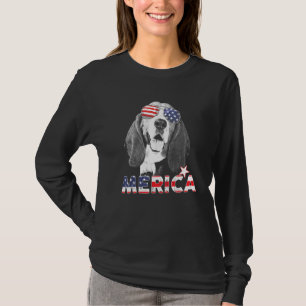 Basset Hound 4th Of July American Sunglass Us Flag T-Shirt