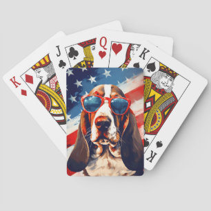 Basset Hound 4th of July Independence day Poker Cards