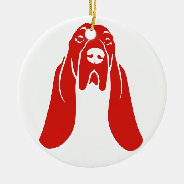 BASSET HOUND [8] CERAMIC ORNAMENT (Front)