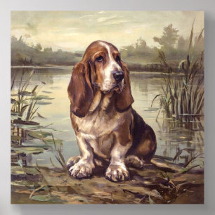 Basset Hound Acrylic Photo Tile