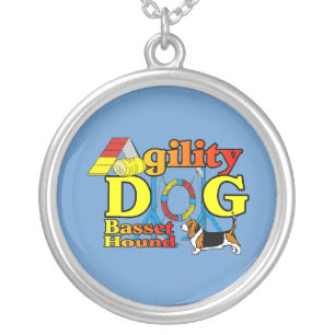 Basset_Hound_Agility Silver Plated Necklace