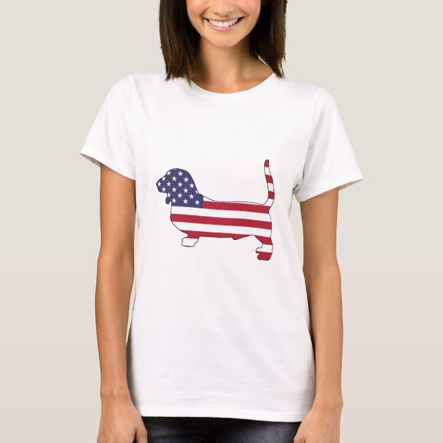 Basset hound "American flag" T-Shirt (Front)
