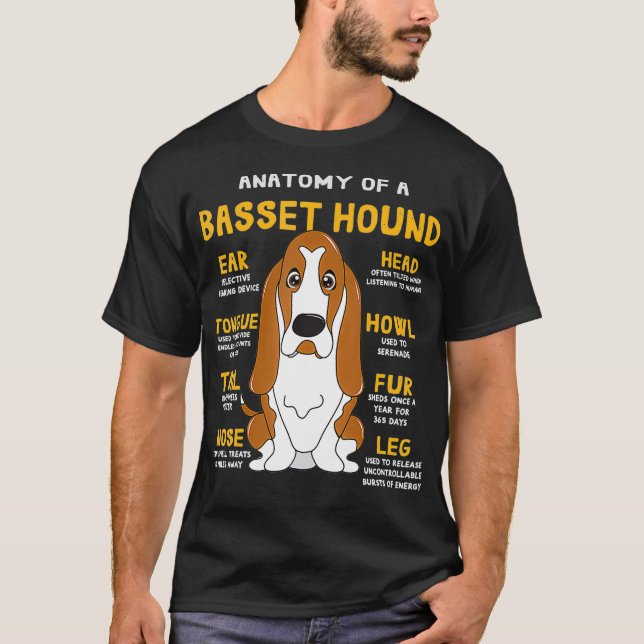 Basset Hound Anatomy Funny Dog Mom Dad Cute Gift T-Shirt (Front)