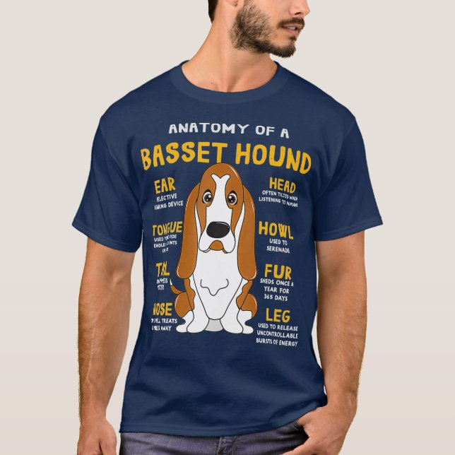 Basset Hound Anatomy Funny Dog Mom Dad Cute Gift T-Shirt (Front)