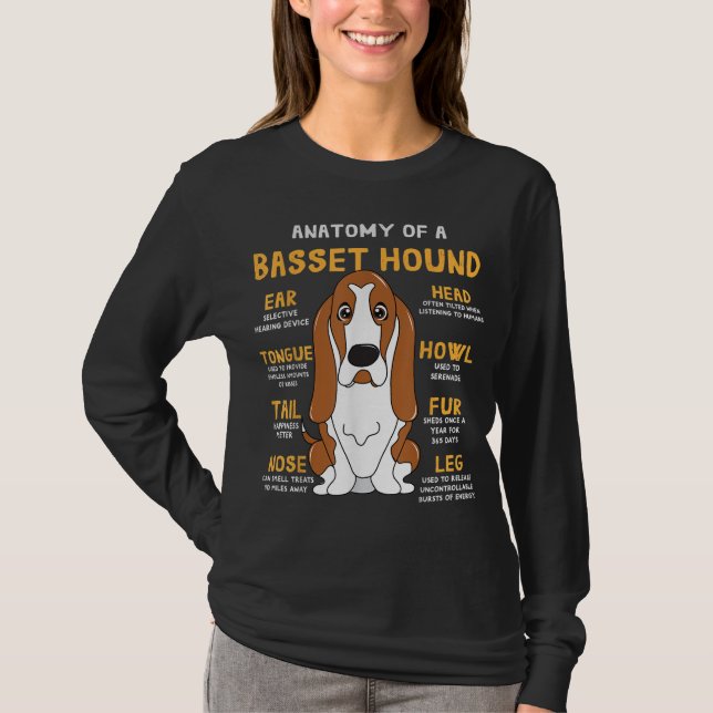 Basset Hound Anatomy Funny Dog Mom Dad Cute Gift T-Shirt (Front)