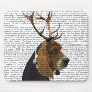 Basset Hound and Antlers Mouse Pad