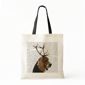 Basset Hound and Antlers Tote Bag
