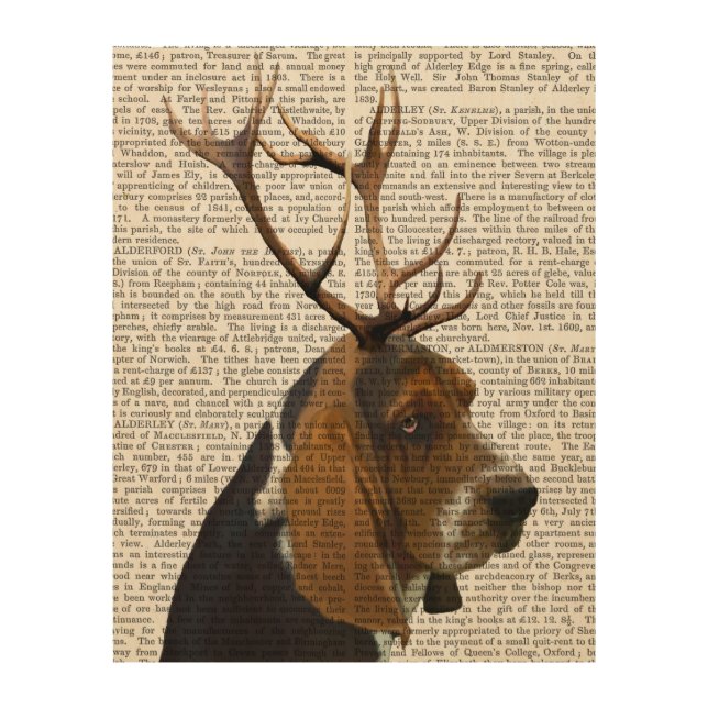 Basset Hound and Antlers Wood Wall Art (Front)