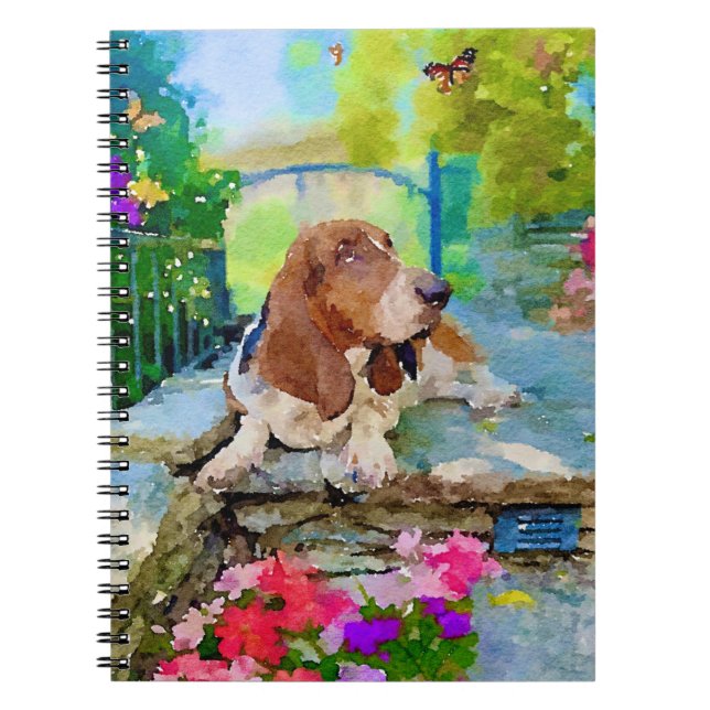 Basset hound and Butterfly Notebook (Front)