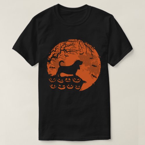 Basset Hound And Moon Halloween Dog Lover Gift T_Shirt