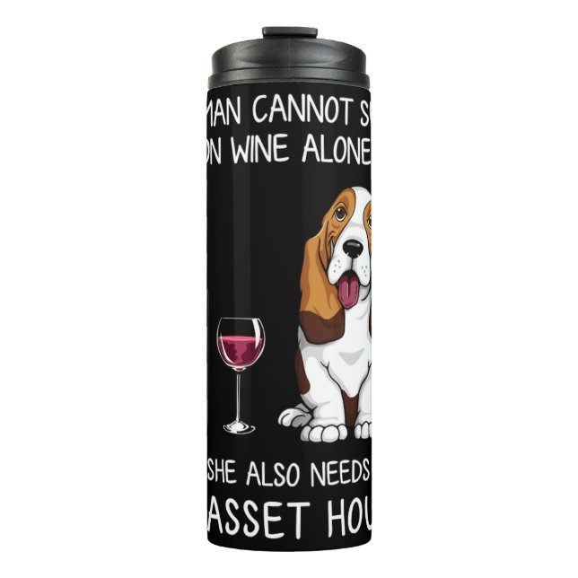 Basset Hound and wine Funny dog  Thermal Tumbler (Front)