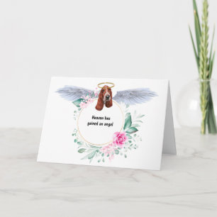 Basset hound angel wings sympathy wreath card