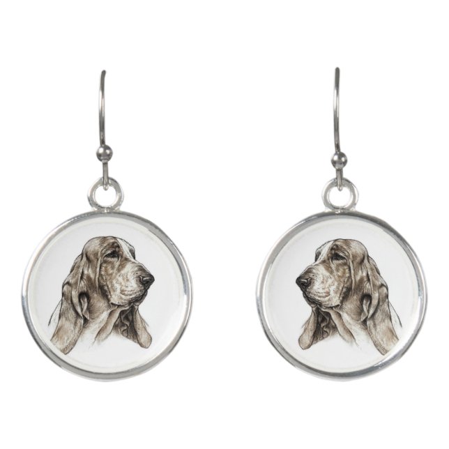 Basset Hound Art Earrings (Front)