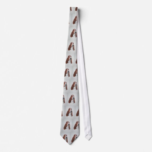 Basset Hound Art on Tie. Neck Tie (Front)