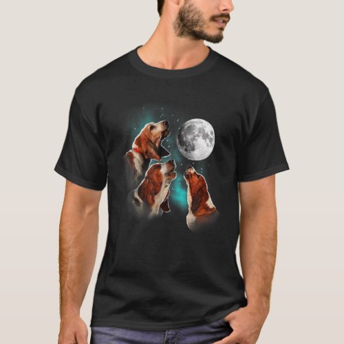 Basset Hound  Basset Hound Howling At The Moon T_Shirt