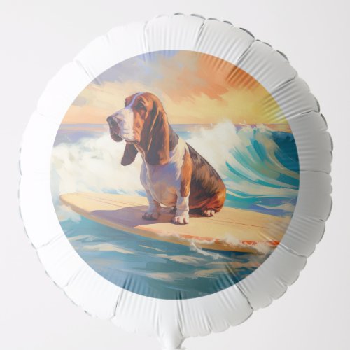 Basset Hound Beach Surfing Painting Balloon