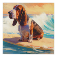 Basset Hound Beach Surfing Painting