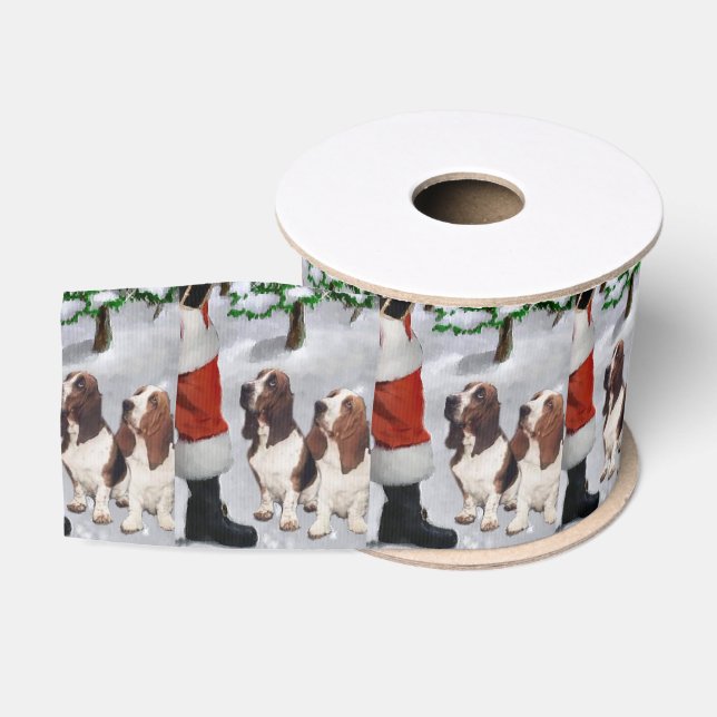 Basset Hound Believe Christmas Grosgrain Ribbon (Spool)