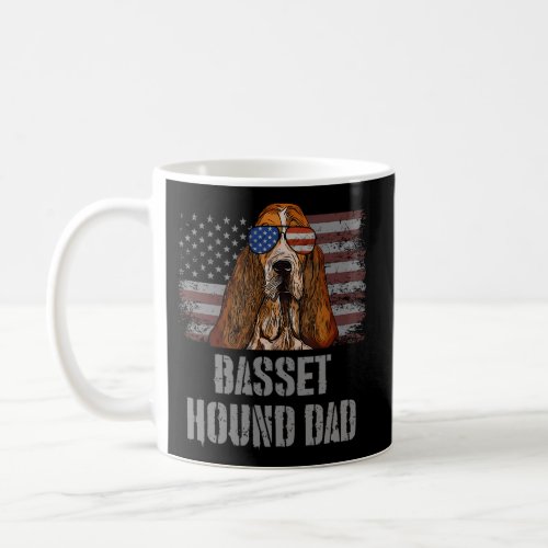 Basset Hound Best Dog Dad Ever Usa American Flag Coffee Mug