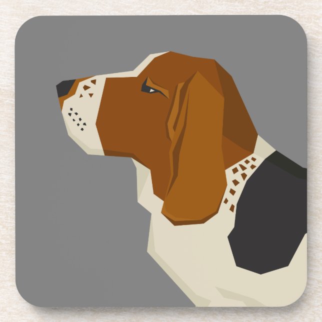 Basset Hound Beverage Coaster (Front)