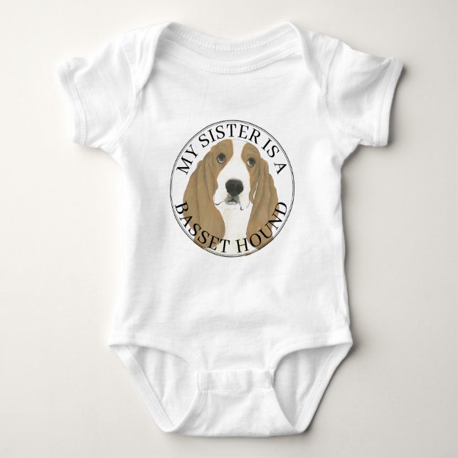 Basset Hound Big Sister Baby Bodysuit (Front)