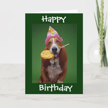 Basset Hound Birthday Lollipop Card by stargiftshop at Zazzle