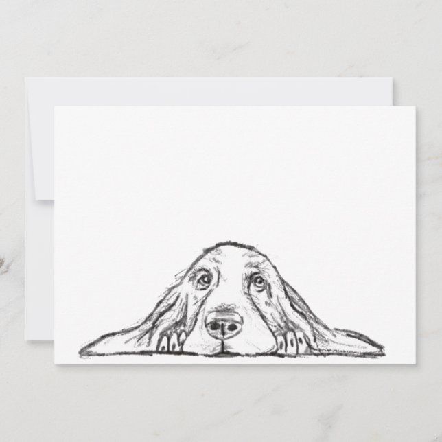basset hound black white simple puppy dog eyes  announcement (Front)