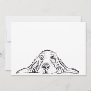 basset hound black white simple puppy dog eyes announcement