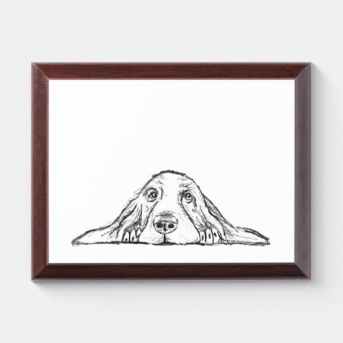 basset hound black white simple puppy dog eyes  award plaque