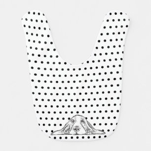 basset hound black white simple puppy dog eyes  baby bib