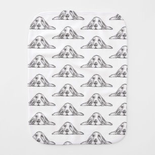 basset hound black white simple puppy dog eyes baby burp cloth
