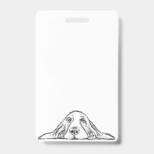 basset hound black white simple puppy dog eyes  badge