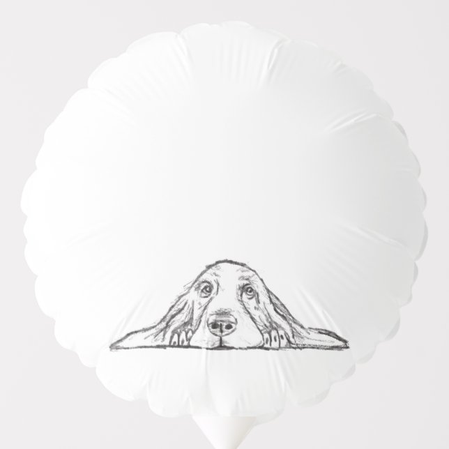 basset hound black white simple puppy dog eyes  balloon (Front)