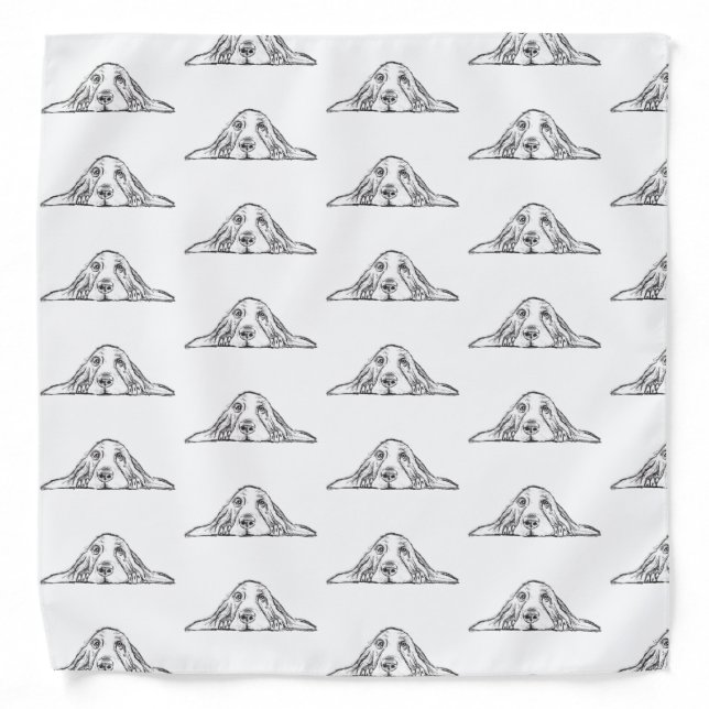 basset hound black white simple puppy dog eyes bandana (Front)