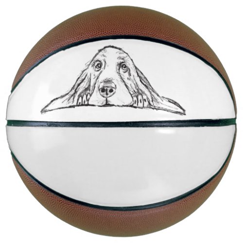 basset hound black white simple puppy dog eyes  basketball