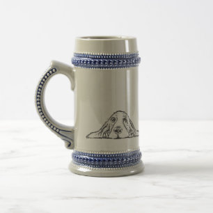 basset hound black white simple puppy dog eyes beer stein