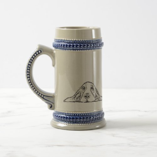 basset hound black white simple puppy dog eyes  beer stein