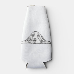 basset hound black white simple puppy dog eyes bottle cooler