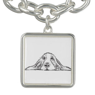 basset hound black white simple puppy dog eyes  bracelet