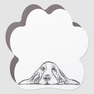 basset hound black white simple puppy dog eyes car magnet