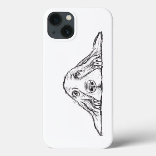 basset hound black white simple puppy dog eyes  iPhone 13 case