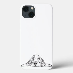 basset hound black white simple puppy dog eyes iPhone 13 case