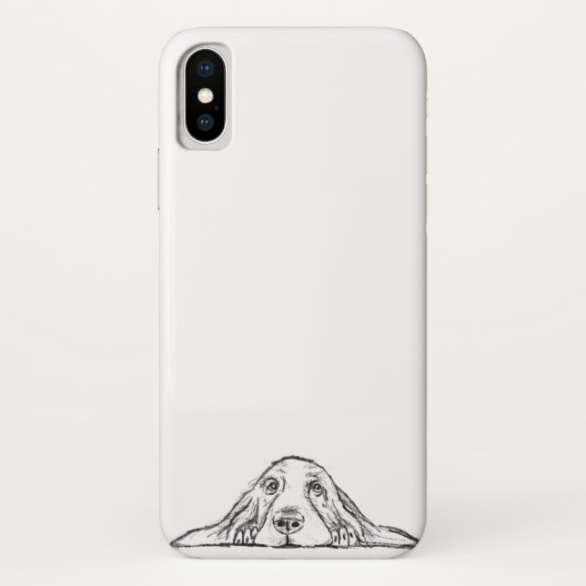 basset hound black white simple puppy dog eyes  Case-Mate iPhone case (Back)