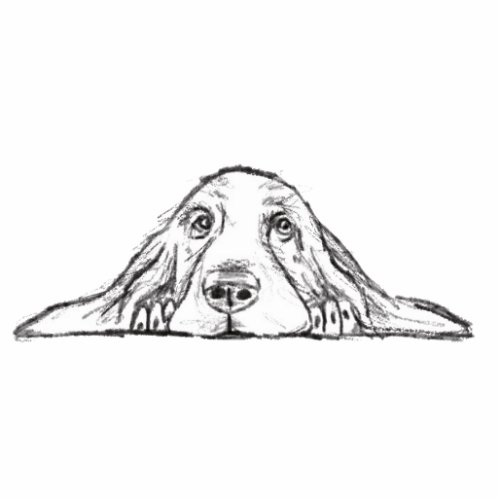 basset hound black white simple puppy dog eyes cutout