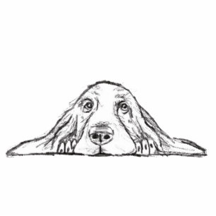 basset hound black white simple puppy dog eyes cutout