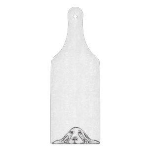 basset hound black white simple puppy dog eyes cutting board