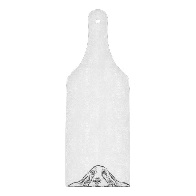 basset hound black white simple puppy dog eyes   cutting board (Front)