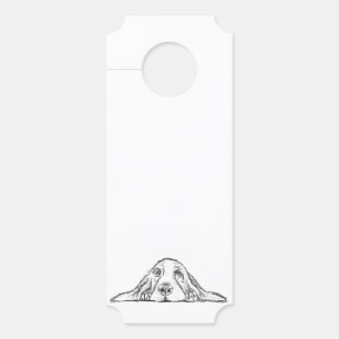 basset hound black white simple puppy dog eyes  door hanger