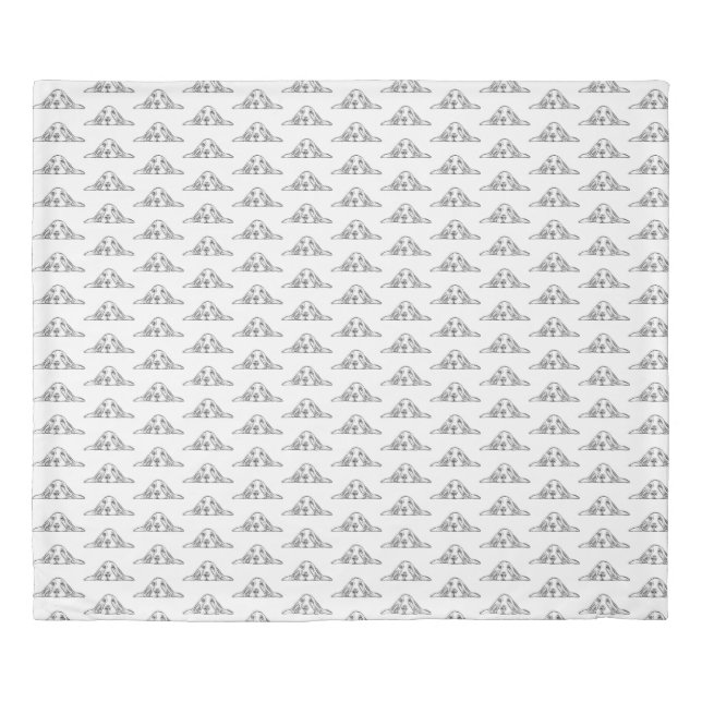 basset hound black white simple puppy dog eyes  duvet cover (Front)