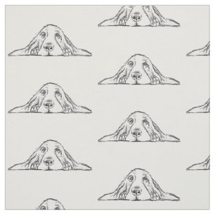 basset hound black white simple puppy dog eyes fabric